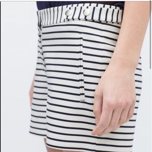 Zara Basic Navy & White Striped Sailor Shorts M - Picture 2 of 9